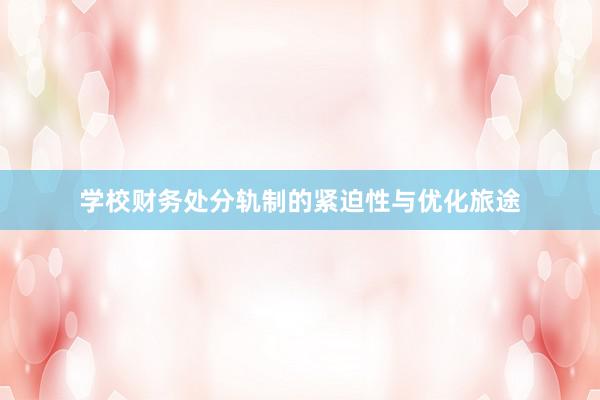 学校财务处分轨制的紧迫性与优化旅途