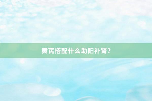 黄芪搭配什么助阳补肾？
